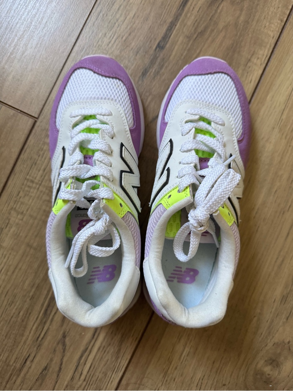 New Balance White & Purple Athletic Sneakers